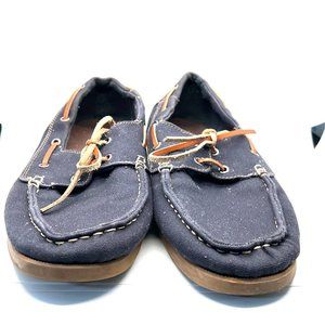 H&M Mens Blue Fabric Round Toe Lace Up Low Top 2 Eye Boat Shoes Size 11.5